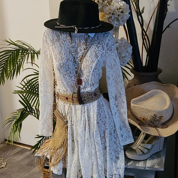 TODAY FREE PEOPLE SHEER LACE MIDI SP DRESS - Picture 4 of 17